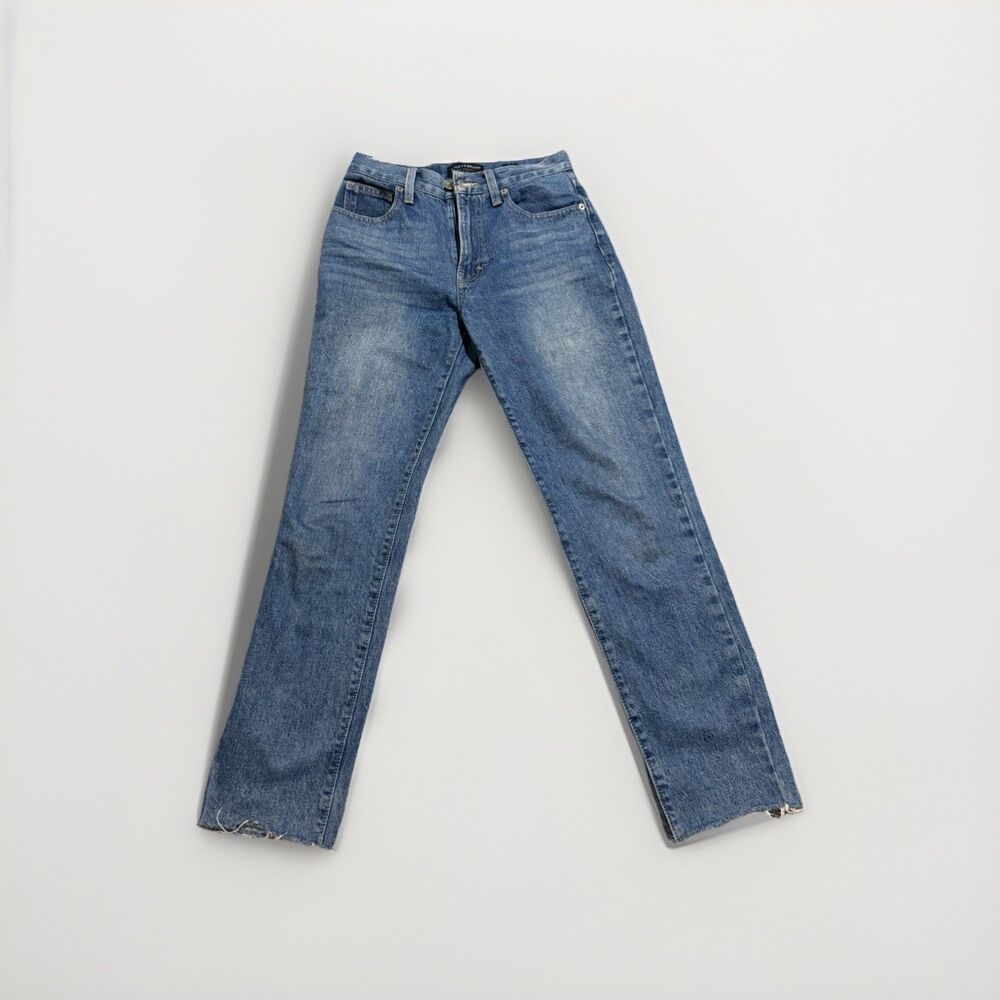Lucky Brand Women’s Jeans Size 25 Blue Straight Leg Raw Hem Mid Rise Denim